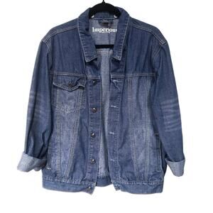 Imperious Rolled Sleeve Button Up Jean Jacket Size L Western Boho Casual